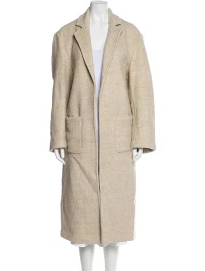 Pre-owned Reformation Wool Faux Fur Coat In Neutral