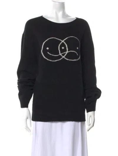 Pre-owned Reformation Wool Graphic Print Sweater In Black