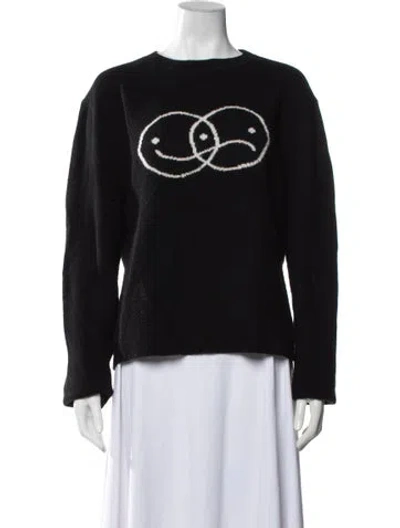 Pre-owned Reformation Wool Graphic Print Sweater In Black
