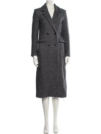 Pre-owned Reformation Wool Houndstooth Print Coat In Black