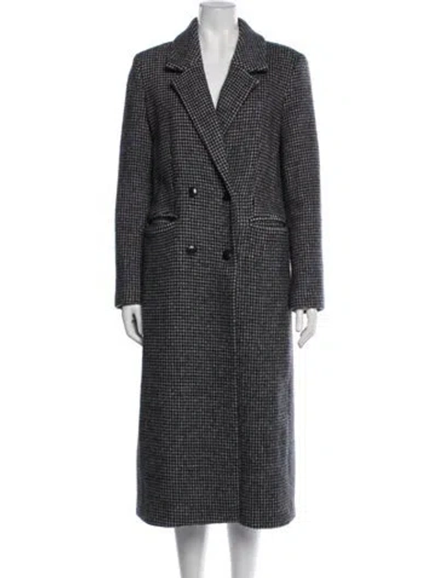 Pre-owned Reformation Wool Houndstooth Print Coat In Grey