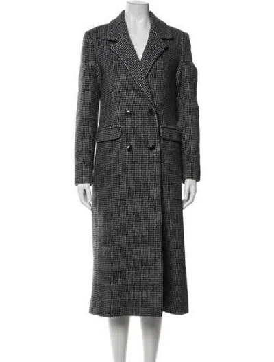 Pre-owned Reformation Wool Houndstooth Print Coat In Grey