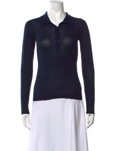 Pre-owned Reformation Wool Long Sleeve Polo In Black