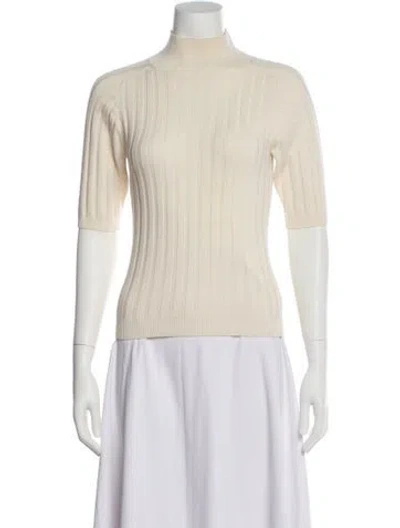 Pre-owned Reformation Wool Mock Neck Sweater In Neutral