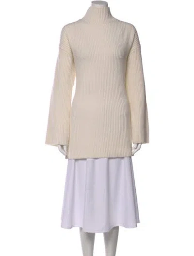 Pre-owned Reformation Wool Mock Neck Sweater In Neutral