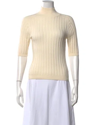 Pre-owned Reformation Wool Mock Neck Sweater In Neutrals