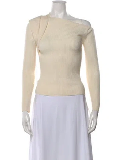 Pre-owned Reformation Wool Off-the-shoulder Sweater In Neutral