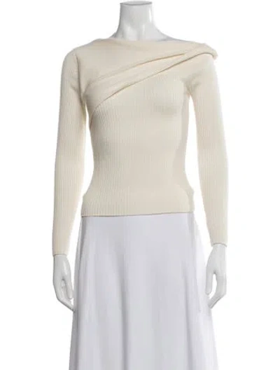Pre-owned Reformation Wool Off-the-shoulder Sweater In Neutral