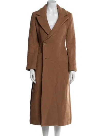 Pre-owned Reformation Wool Peacoat In Brown
