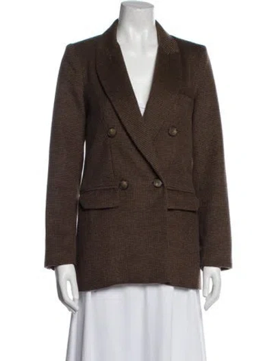 Pre-owned Reformation Wool Plaid Print Blazer In Neutral