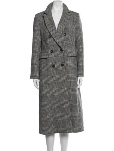 Pre-owned Reformation Wool Plaid Print Coat In Grey