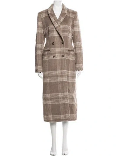 Pre-owned Reformation Wool Plaid Print Coat In Neutrals
