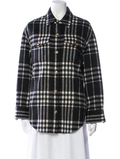 Pre-owned Reformation Wool Plaid Print Jacket In Black