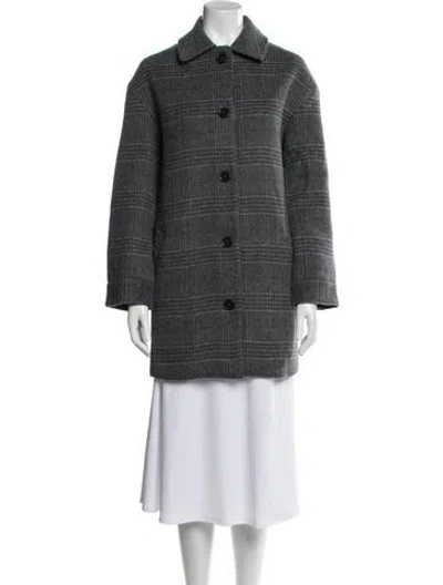 Pre-owned Reformation Wool Plaid Print Peacoat W/ Tags In Gray