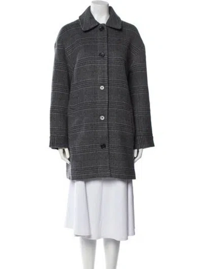 Pre-owned Reformation Wool Plaid Print Peacoat W/ Tags In Gray