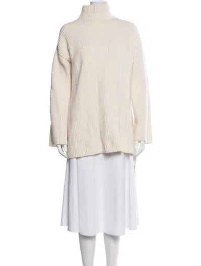 Pre-owned Reformation Wool Turtleneck Sweater In White