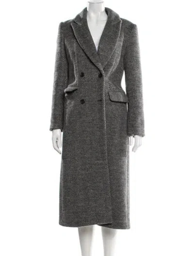 Pre-owned Reformation Wool Tweed Pattern Coat In Black