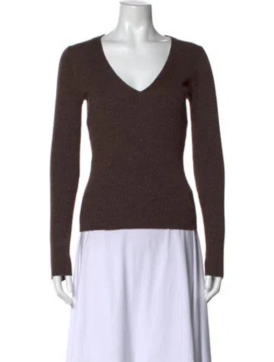 Pre-owned Reformation Wool V-neck Sweater In Brown