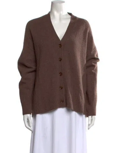 Pre-owned Reformation Wool V-neck Sweater In Brown