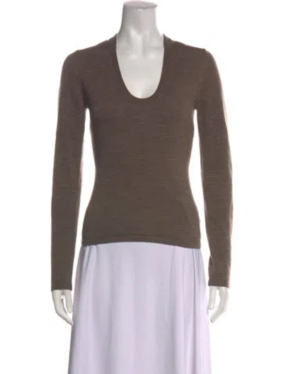 Pre-owned Reformation Wool V-neck Sweater In Brown