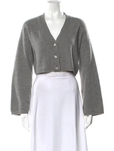 Pre-owned Reformation Wool V-neck Sweater In Gray