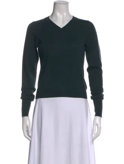 Pre-owned Reformation Wool V-neck Sweater In Green