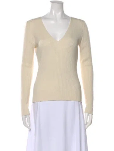 Pre-owned Reformation Wool V-neck Sweater In Neutral