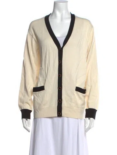Pre-owned Reformation Wool V-neck Sweater In Neutrals