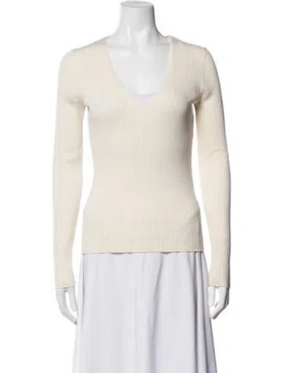 Pre-owned Reformation Wool V-neck Sweater In Neutrals