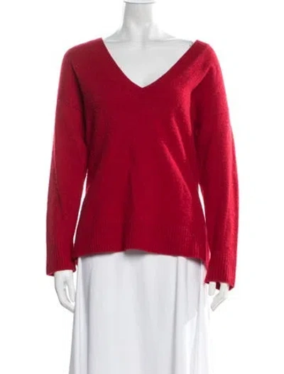 Pre-owned Reformation Wool V-neck Sweater In Red