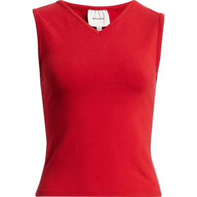 Reformation Wren Cotton V-neck Tank In Red