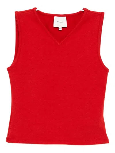 Reformation Wren Knit Top In Red