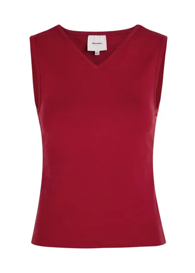 Reformation Wren Stretch-cotton Top In Red