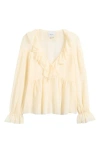 Reformation Wyn Ruffle Shirt In Ivory