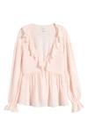Reformation Wyn Ruffle Shirt In Pink