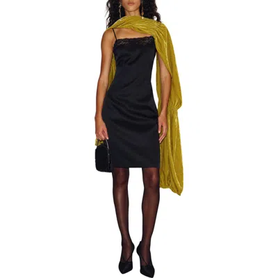 Reformation X Alexa Chung Satin Cocktail Dress In Black