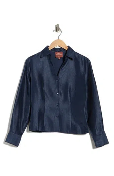 Reformation X Camille Rowe Nico Button-up Shirt In Blue