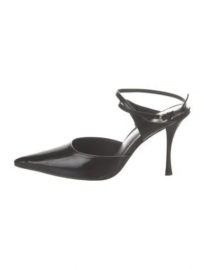 Pre-owned Reformation X Camille Rowe Patent Leather Mules In Black