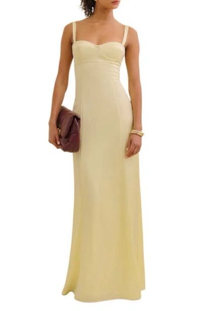 Reformation X Devon Lee Carlson Britney Satin Dress In Sunshine