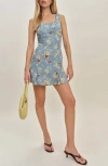 Reformation X Devon Lee Carlson Cher Sleeveless Minidress In Bleu