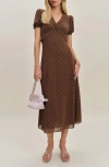 Reformation X Devon Lee Carlson Michelle Puff Sleeve Midi Dress In Kiss Dot