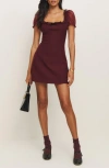 Reformation X Kacey Musgraves Bunny Mixed Media Minidress In Chianti