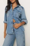Reformation X Kacey Musgraves Deeper Well Denim Snap-up Shirt In Sanders