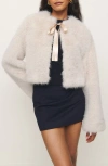 Reformation Coquette Fur Jacket In Cloud
