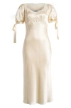Reformation X Kacey Musgraves Stella Lace Trim Silk Midi Dress In Ivory