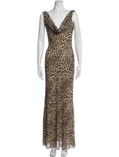 Pre-owned Reformation X Laura Harrier Animal Print Long Dress In Multi