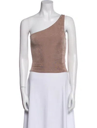 Pre-owned Reformation X Laura Harrier One-shoulder Sleeveless Crop Top In Neutral