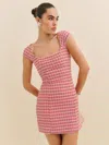Reformation Xenia Knit Dress In Red Check