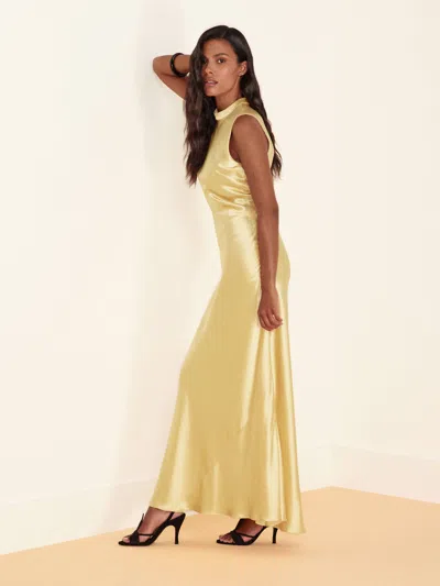 Reformation Yian Silk Dress Yellow Xs