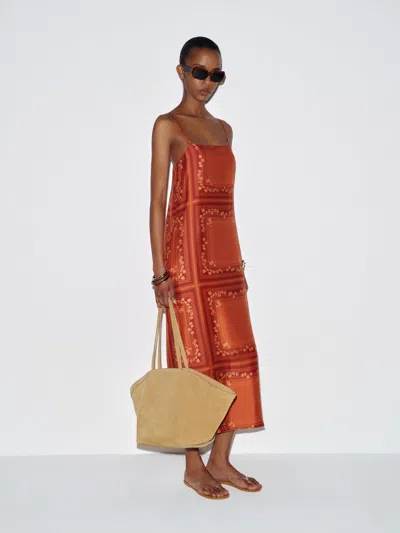 Reformation Yoshe Dress Red Silk Xs In Multi